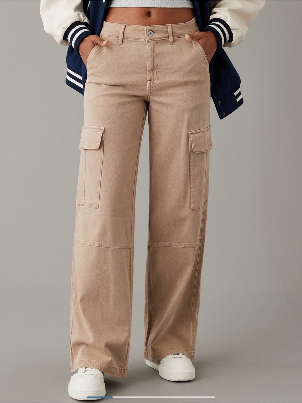 American Eagle Dreamy Drape Stretch Cargo Super High Waist Baggy Wide Leg Pants